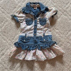 Faded Glory Denim and Floral Kids Dress
